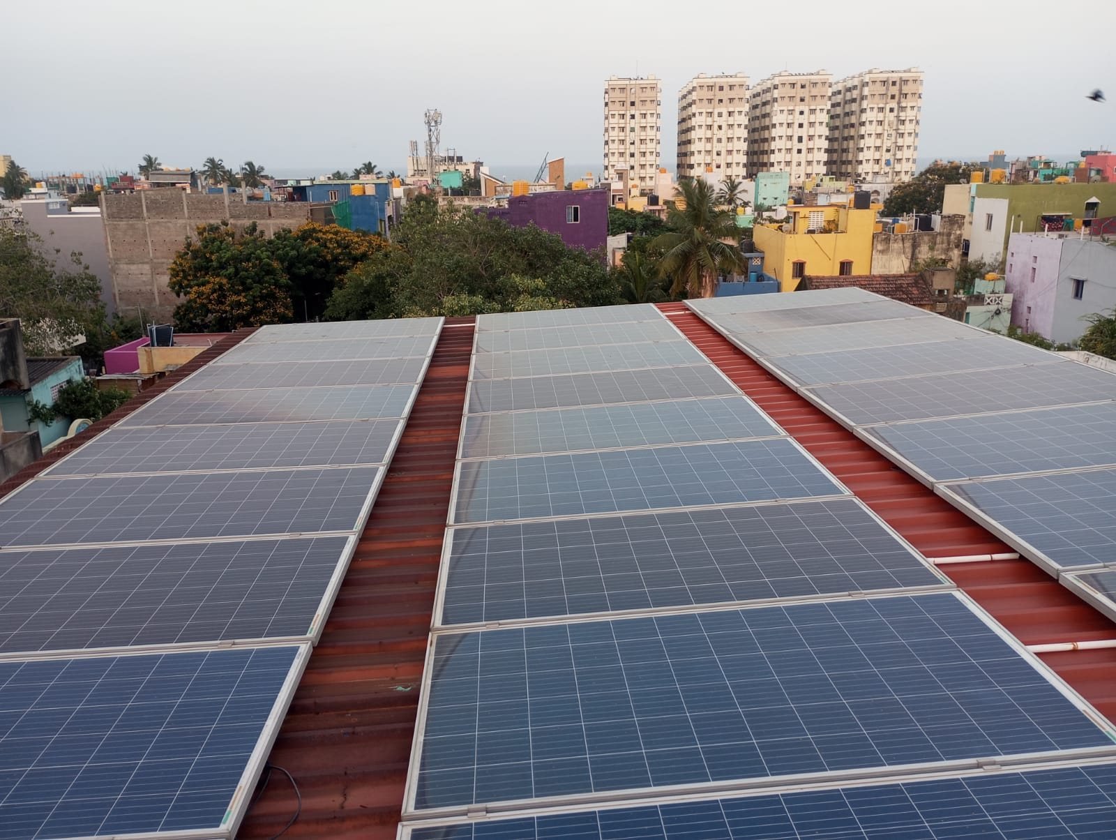 Rooftop solar panel installation